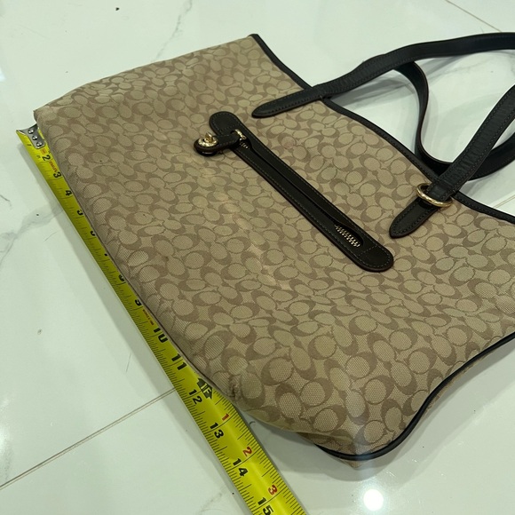 Coach Taylor Khaki Brown Taylor Tote In Signature Jacquard 37229 Authentic - Picture 8 of 9